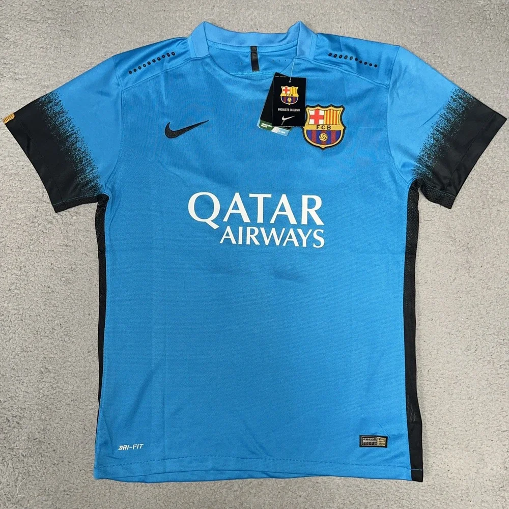 NWT Nike FC Barcelona 2015-16 Third Jersey Men's M Blue #11 Qatar Airways Futbol